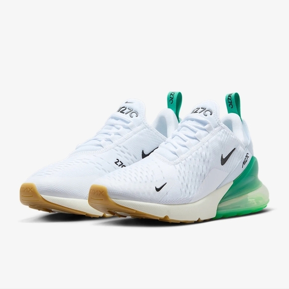 Women's Nike Air Max 270 White Green Sneakers made with Crystals Bling Custom - Picture 5 of 6